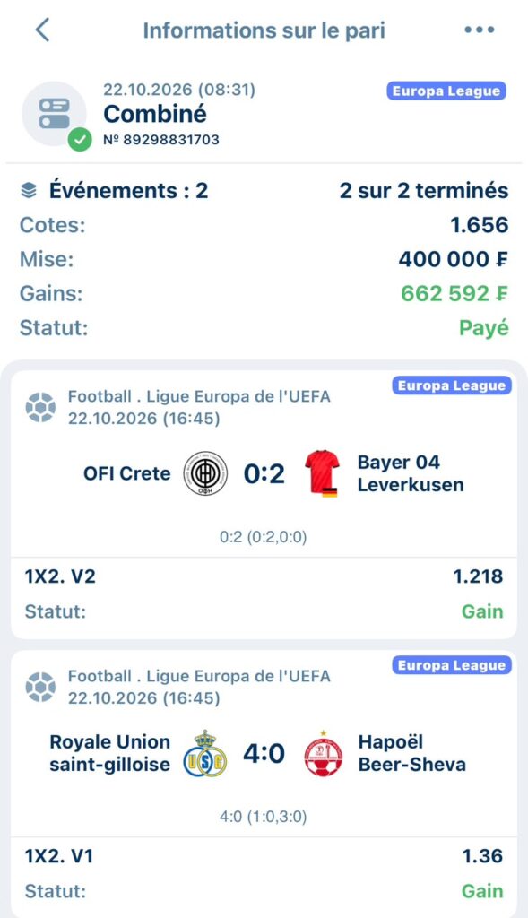 Ticket Top pronos 23/10/2026