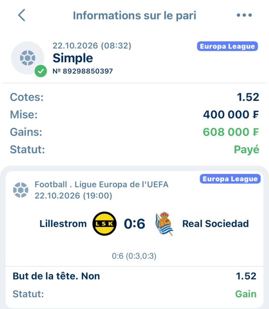 Ticket Top pronos 23/10/2026