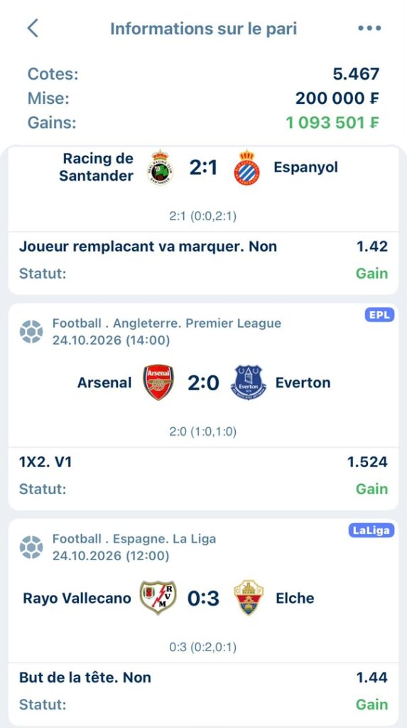 Ticket Top pronos 25/10/2026
